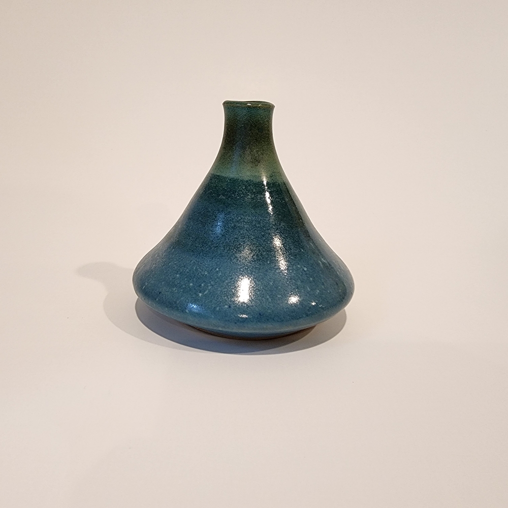 Signed OLEN HSU Studio Stoneware Pottery Hand-thrown Vase Ikebana Blue Green - Picture 4 of 7